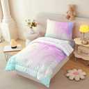 4 Pieces Toddler Comforter Set for Girls,Pink Tie Dye Toddler Bedding with Comforter Sheets and Pillowcase