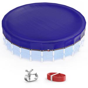 VINGLI 24ft Professional Round Pool Cover for Above Ground Pools, 4 ft Overlap (28 ft Cover Size), Solid 14×14 Scrim, 4.00 oz/yd²,  Ultimate Windproof & Tear-Resistant Pool Cover