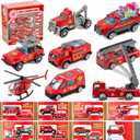JOYIN 28 Packs Valentines Day Cards with DieCast Fire Rescue Vehicles Toys for Kids Valentine Party Favor, Classroom Exchange Prize and Gifts for Boys