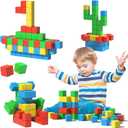 Magnetic Blocks Large, 56PCS 1.34in Magnetic Building Blocks, 3D Magnetic Cubes for Toddlers, Preschool Educational Construction Kit, Sensory Montessori Toys Kids Blocks for Boys Girls Toddlers