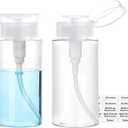 Push Down Pump Dispenser, 3.4oz Clear Pump Bottles with Alcohol, Acetone, Nail Polish Remover, Makeup Remover, Toner Stickers Empty Push Top Container for Liquid (100ml-2Pack)