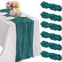 6 Pieces Teal 10FT Cheesecloth Table Runner Boho Gauze Fabric Table Runner Rustic Sheer Runner for Wedding Birthday Baby Shower Party Boho Table DecorationTeal (35" x 120"-6 Pack)