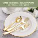 Gold Disposable Cutlery Set, Gold Forks + Spoons, (120 Count), Disposable Silverware assortment