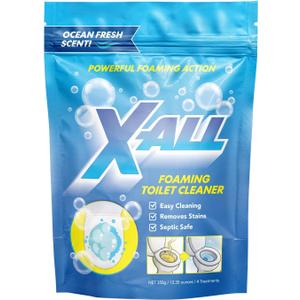 X-ALL Foaming Toilet Cleaner, Self-Activating Powder for Deep Cleaning, Fights Stains, Limescale and Mineral-Buildup