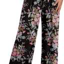 Lepunuo Women's High Waisted Wide Leg Flowy Pants Casual Palazzo Pants Work Adjustable Tie Knot Pants with Pockets (Black, XS)