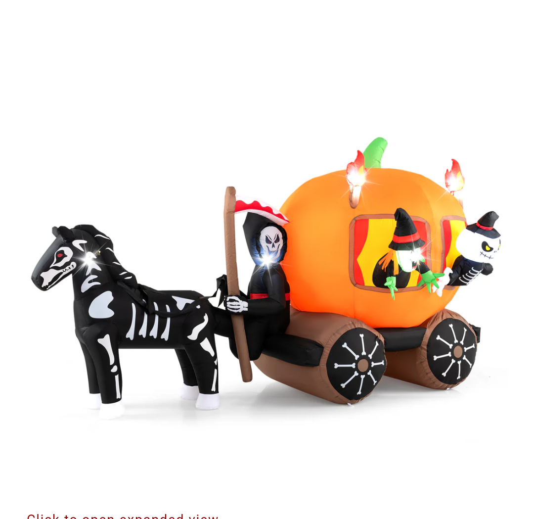 10.2 Feet Long Halloween Inflatable Carriage with Pumpkin and 2 Ghosts, Multicolor