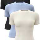 TAISIM Women's Dry Fit Workout Shirt Crew Neck Compression Top S