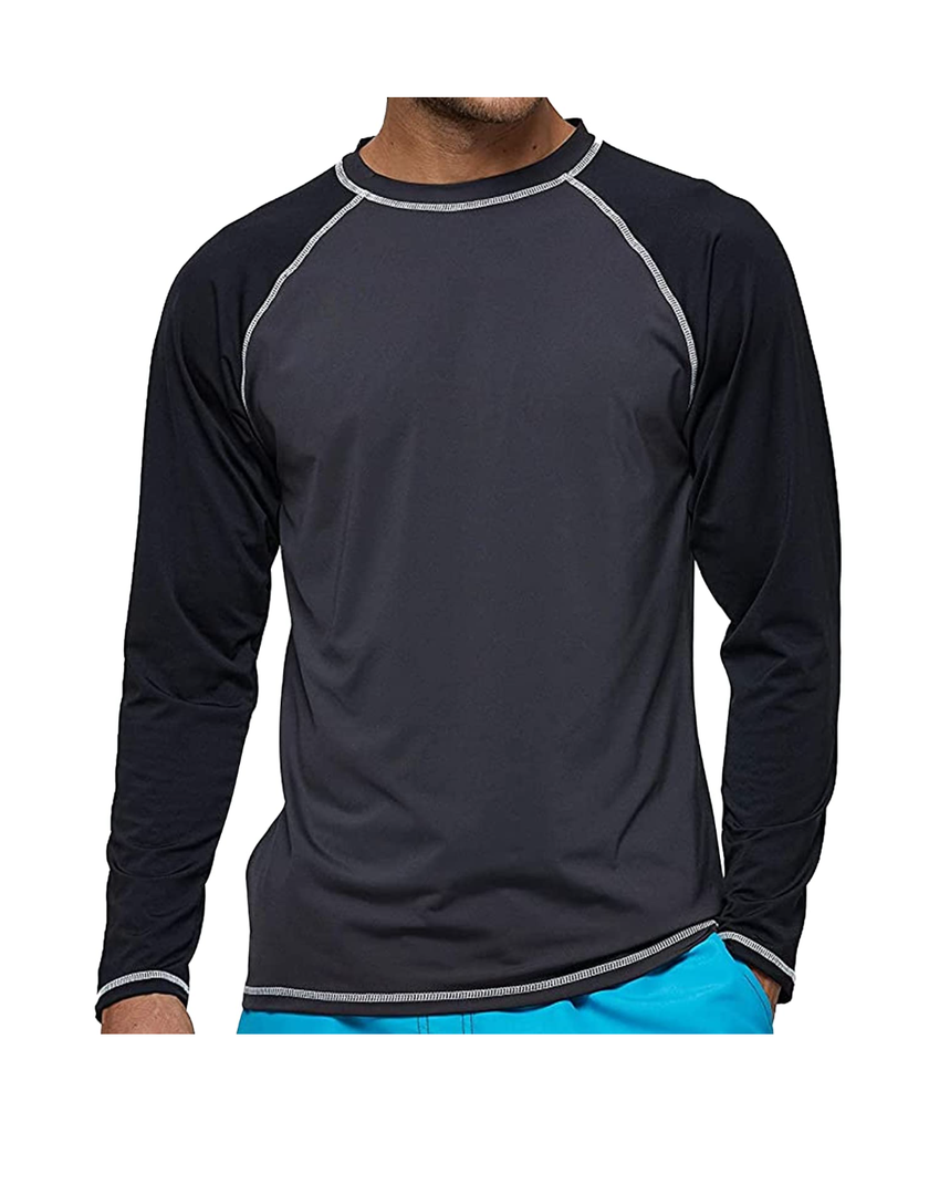 Arcweg Rash Guard Men Swim Shirt Long Sleeves Diving Rash Vest Fit Top T-Shirt M