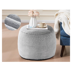 WSOFRLAC Boho Ottoman Living Room Furniture 20"x15" Large Round Ottomans Pouf Couch Foot Rest Grey Pouf Ottoman Foot Rest with Foam Chunk Filling Pouffe Ottomans Stuffed Foot Rest Poufs for Couch