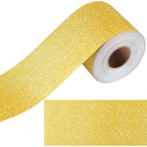 Aodaer 65.6 Feet Straight Bulletin Board Borders Glitter Border Trims Decorative Bulletin Board Trim for School, Classroom Decoration (Gold)