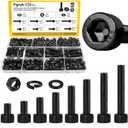 174PCS M6 Screws with Nuts Assortment Kit - M6x8/10/12/16/20/25/30/35 mm Hex Socket Head Cap Bolts with Nuts & Washers Assorted Set - 12.9 Alloy Steel Black Zinc Plated Anti-Rust Hardware Set