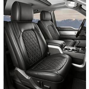 Umbrauto Custom Fit Seat Covers for Ford F150, Pickup Truck Nappa Leather Seatcovers for 2015-2025 Ford F150 SuperCrew/ 2017-2025 F250 F350 F450 Super Duty Crew Cab XL XLT Lariat King Ranch Platinum (Black(Full Set))