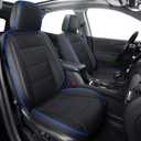 RISINGSTAR Terrain Seat Covers, fit for 2018-2024 GMC Terrain SUV with Rear Split Seats, Water Proof Faux Leather, (Full Set, Black&Blue)