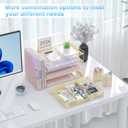 Gianotter Desk Organizers and Accessories with File Holder, 4-Tier Desk Accessories & Workspace Organizers with Drawer and 2 Pen Holder, Paper Organizer for Office Supplies(Gold)