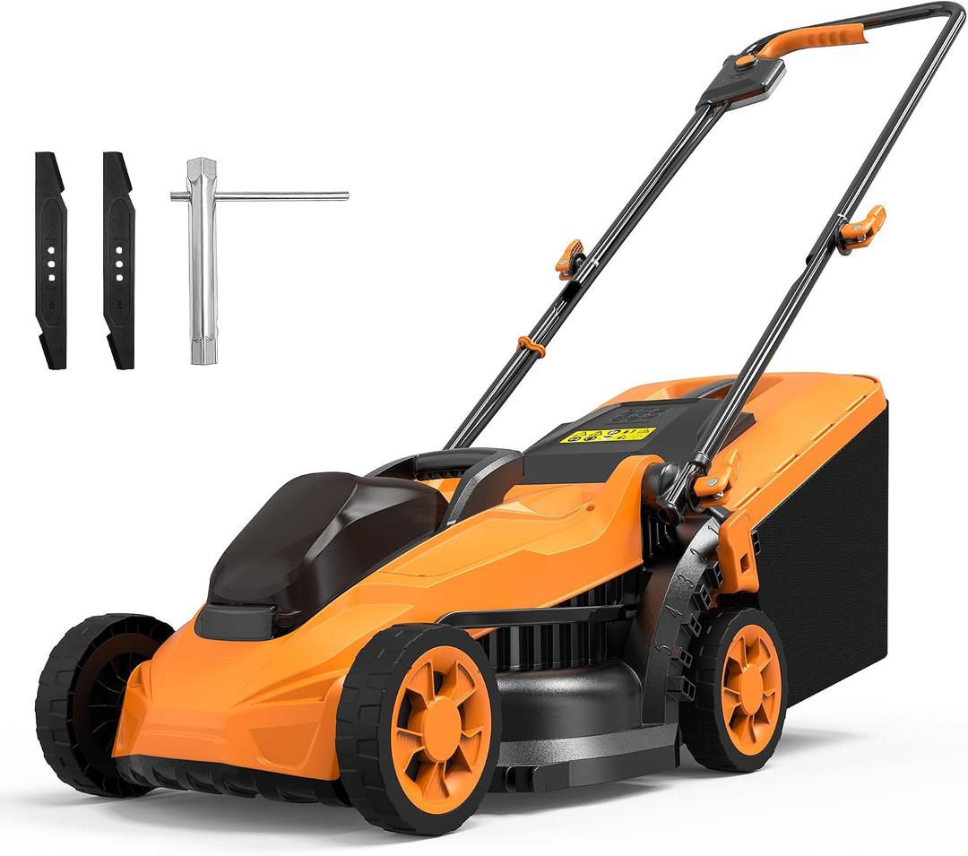 Cordless Lawn Mower (No Battery) Compatible with Dewalt 20V Max Battery, 14" Electric Lawn Mower with 5 Heights Adjustment, Brusless Electric Mower for Garden, Yard