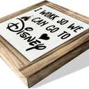 3 x Inspirational Wood Signs, Box Wood Plaques Desk Dcor, Decorative Plaques and Signs, Rustic Office Decor Art, Motivational Office Desk Decor, Farmhouse House Decoration, I Work So We Can Go to Disney (5.9*5.9inch, Style 01)