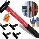 4 in 1 Door Hinge Adjustment Tool Kit with Protective Gloves, Heavy Duty Painted Steel Hinge Bender Wrench with Rubber Grip, Door Gap Adjusting Wrench for Residential & Commercial Use