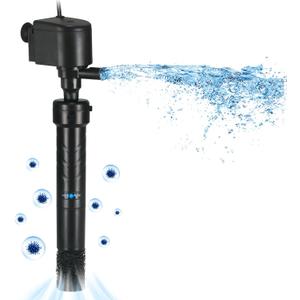 COOSPIDER Aquarium U-V Filter Green Clean Machine for 40-100 Gallon Fish Tank Crystal Clear 300GPH Submersible Water Pump Air Supply Wave Maker Green Killing (Black)