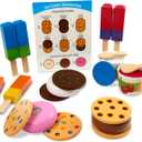 Melissa & Doug Wooden Frozen Treats Ice Cream Play Set (24 pcs) - Play Food and Accessories Food Toys for Toddlers and Kids 3+