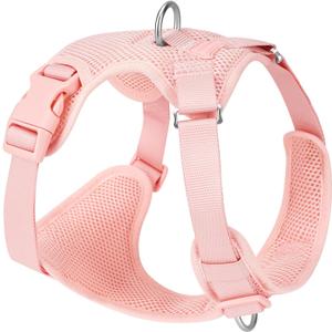 No Pull Dog Harness for Small Medium Large Dogs - Adjustable 2 Layer Mesh Dog Vest with Dual Clip, Escape Proof, Quick Release, Lightweight Breathable Mesh for Walking Hiking (Light Pink,S)