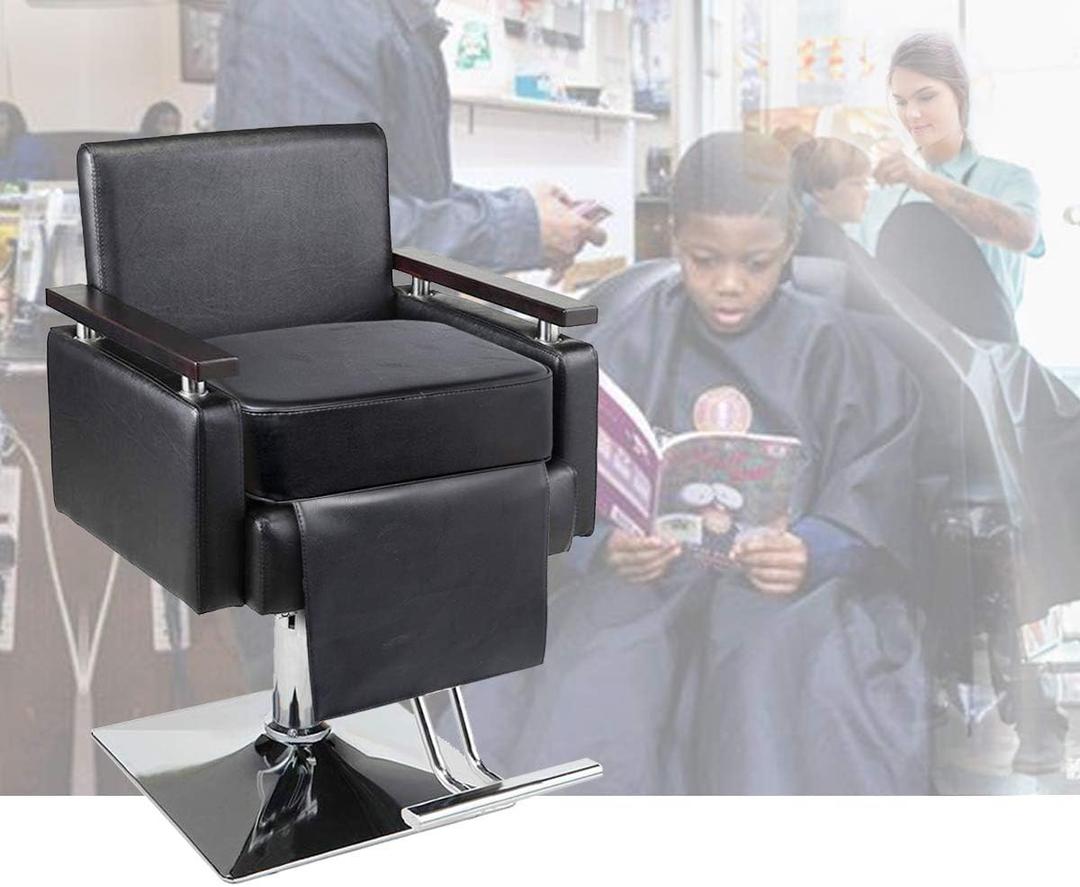 Salon Booster Seat Cushion for Hair Cutting, Hair Salon Leather Cushion for Styling Chair,Boat Booster seat for Driver, Barber Beauty Salon Spa Equipment Black (1 Count (Pack of 1))