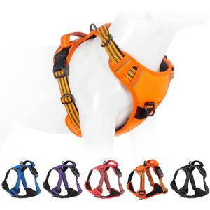 No Pull Dog Harness for Medium Large Dogs Adjustable Reflective Pet Vest with Front Clip Padded Harness for Dogs Easy Control Handle Best for Outdoor Training and Walking Orange, M