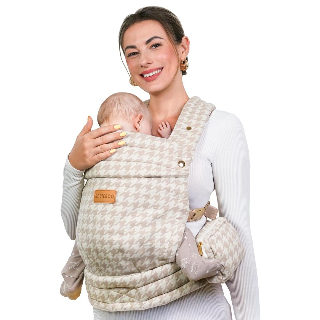 Baby Carrier Newborn to Toddler, Toddler Carrier with Head Support 7-44lbs, Baby Sling Carrier with Detachable Pouch, Hands-Free, Lumbar Support (Beige)