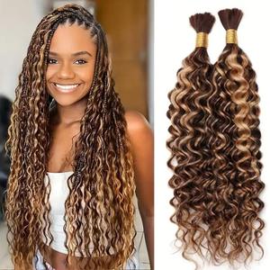 Curly Ombre Braiding Hair 100G 18 Inch Water Wave Honey Blonde with Brown Braiding Hair 4/27 Highlight Curly Bulk Human Hair Bohemian Blonde Highlight Human Bariding Hair for Boho Braids 2Bundles/Pack Curly Ombre Braiding Hair 100G 18 Inch Water Wave Honey Blonde with Brown Braiding Hair 4/27 Highlight Curly Bulk Human Hair Bohemian Blonde Highlight Human Bariding Hair for Boho Braids 2Bundles/Pack