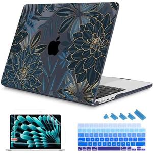 Mektron for 2026/2025/2024/2023 MacBook Air 15 INCH M5 A3448 /M4 A3241 /M3 A3114 /M2 A2941 Case, Printed Plastic Hard Shell Cover with 15.3" Liquid Retina Display Touch ID, Dahlia Flower C035, Pink