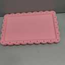 Set of 6 Plastic Serving Trays Food Tray - 14" x 9" Rectangle Serving Platter for Party Cafeteria Kitchen Restaurant , Small Flat Trays for Dessert Fruit Cookie Snack (6, Pink)