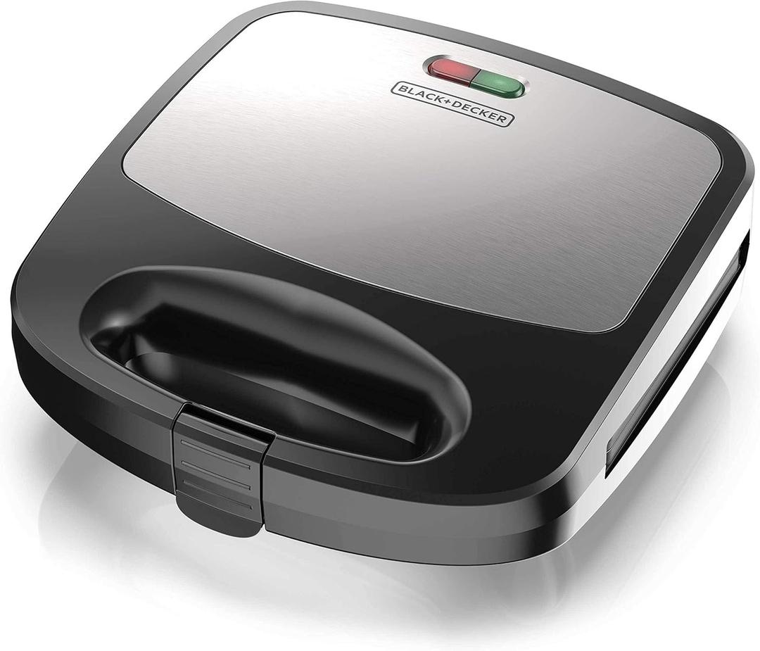 BD Waffle Iron Morning Station (Compact Design, Black/Silver)