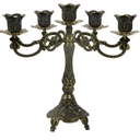 5-Candle Candelabra Metal Candlestick Holder Decoration for Weddings, Churches, Halloween, Christmas, Birthday Party (A-Bronze)