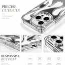 Fashion Flame Bumper Case for iPhone 16 Pro, [3D Luxury Electroplate Glittery] [Hollow Heat Dissipation Design] Slim Fit Shockproof Protective Soft Cover -Silver