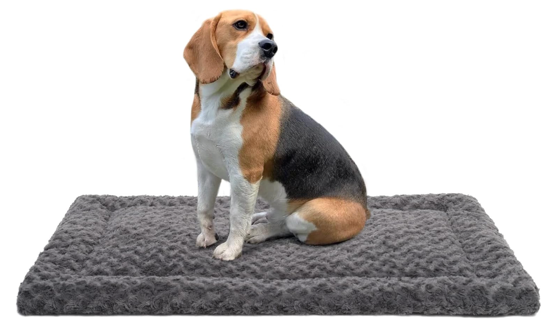 Washable Dog Bed Mat Ultra Soft Dog Crate Pad Comfy Fluffy Pet Kennel Beds Sleeping Mattress for Large Jumbo Medium Small Dogs, 36 x 23 Inch, Gray