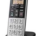 Panasonic Compact Cordless Phone with DECT 6.0, 1.6" Amber LCD and Illuminated HS Keypad, Call Block, Caller ID, Multiple Display Languages - 1 Handset - KX-TGB810S (Black/Silver)