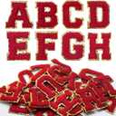 26 PCS Self Adhesive Patches Chenille Letters Patches, Red Varsity Letter Patches 2.2 Inches A-Z Felt Letter Stickers for Clothing Hats Backpacks