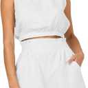Eurivicy Women's 2pcs Summer Outfits Sleeveless Crop Tank Top and High Waist Pocketed Shorts Loose 2 Piece Short Sets