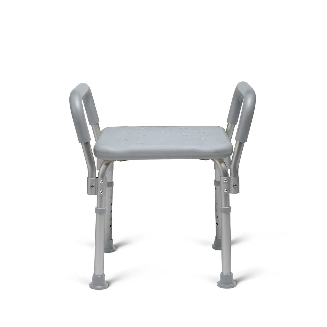 Medline Backless Shower Chair with Arms - 350 lb. Capacity, Bench, Stool, Seat for Elderly, Seniors Independent Adult and Disabled Adults