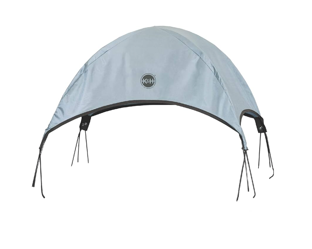 K&H Pet Products Outdoor Elevated Dog Cot Canopy, Cooling Sun Tent Shades Pets, Washable, Water-Resistant, Designed to Fit K&H Large Elevated Dog Cots (Sold Separately) - Large 42 X 30in Gray