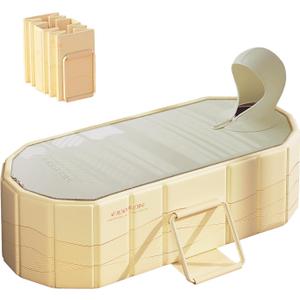 Portable Bahtub, 58" Ice Bath Tub for Adults, Non-Inflatable Foldable Bathtub for Shower, Collapsible Insulated Ice Hot Bath Tubs with Lid at Home & Outdoor