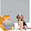 Washable Pee Pads for Dogs Reusable: 2 Pack Waterproof Puppy Pads Absorbent Quick Dry Training Pads - Non Slip Puppy Whelping Mats for Grate, Floor, Housebreak, Couch 18"x24" (Light Gray)