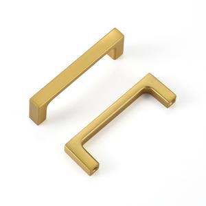 LECHYN Brushed Brass Kitchen Cabinet Pull, Gold 6 Pack 3 Inch(76MM) Hole Center, Modern Square Flat Hardware Handle and Knob for Drawer Cupboard Door Bathroom Furniture Dresser Wardrobe