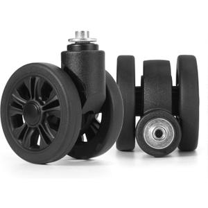Zoofen Luggage Replacement Wheels 2 pcs Suitcase Replacement Wheels Wear-Resistant Luggage Wheels for Most Suitcase Repair (Black)
