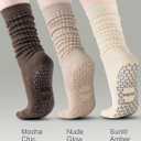 Juclise Non-Slip Yoga Socks for Women Breathable Grippy Workout Socks for Pilates Barre Gym & Meditation (US, Alpha, Medium, Regular, Regular, Sunlit Amber + Nude Glow + Mocha Chic)