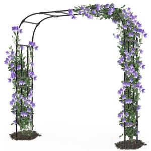 Thickened Metal Garden Arch-98.4"(L)*94.5"(H),Garden Arch Trellis for Climbing Plants Outdoor, Heavy Duty Rust-Proof Iron Arbor Archway for Backyard, Patio, Lawn and Wedding Decorations, 98l*94*16in