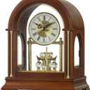DODEKA Wooden Mantel Clock TCW001DB Rotating Pendulum and Crystals Desktop Musical Hourly Chime Luxury Style for Bedroom, Home, Kitchen