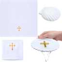Baptism Towel with Baptism Shell Set Include Baptism Cloth Christening Towel with Embroidery Cross Shell Baptism Bowl Baptismal Gifts for Baptism Activity Party