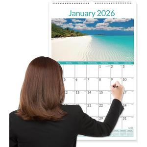 SUNEE 2026 Extra Large Wall Calendar 17"x27", 21 Month Vertical Calendar (Ends June 2027), Beaches