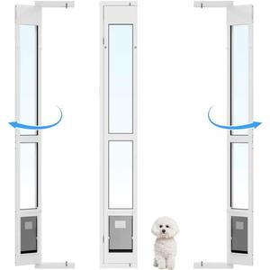 Dog Door for Sliding Glass Door with Magnetic Flat, Installed on Either Left or Right Side，Sliding Door Pet Doggie Door Insert with Lock, Adjustable Height No-Cut Required Doggy Door, Medium 8.6''×12.7'' Flap Size