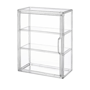 3 Tiers Clear Display Case for Figures, Acrylic Storage Organizers Box with Magnetic Door, Wall-Mounted Dustproof Showcase for Collectibles Action Figure